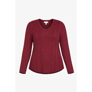 Kim Rogers Cotton Cable Knit Sweater Burgundy Sz M